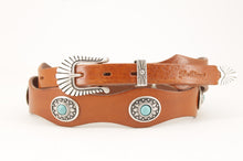 Carica l'immagine nel visualizzatore di Gallery, cintura-cuoio-western-turchese-madeinitaly-leather-belt-
