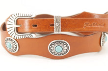 Carica l'immagine nel visualizzatore di Gallery, cintura-cuoio-western-turchese-madeinitaly-leather-belt-