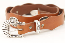 Carica l'immagine nel visualizzatore di Gallery, cintura-cuoio-western-turchese-madeinitaly-leather-belt-