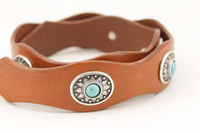 Carica l'immagine nel visualizzatore di Gallery, cintura-cuoio-western-turchese-madeinitaly