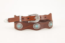 Carica l'immagine nel visualizzatore di Gallery, cintura-cuoio-western-turchese-madeinitaly-leather-belt-