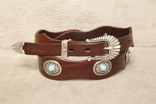 Carica l'immagine nel visualizzatore di Gallery, cintura-cuoio-western-turchese-madeinitaly-leather-belt-