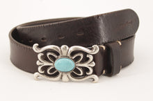 Carica l'immagine nel visualizzatore di Gallery, cintura-cuoio-artigianale-handmade-leather-belt-native-turquoise-vintage-jeandessel-