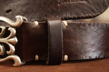 Carica l'immagine nel visualizzatore di Gallery, cintura-cuoio-artigianale-handmade-leather-belt-native-turquoise-vintage-jeandessel-