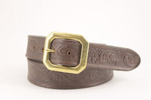 Carica l'immagine nel visualizzatore di Gallery, cintura-western-ottone-cuoio-leather-belt-solidbrass-