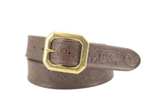 Carica l'immagine nel visualizzatore di Gallery, cintura-western-ottone-cuoio-leather-belt-solidbrass-