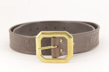 Carica l'immagine nel visualizzatore di Gallery, cintura-western-ottone-cuoio-leather-belt-solidbrass-