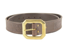 Carica l'immagine nel visualizzatore di Gallery, cintura-western-ottone-cuoio-leather-belt-solidbrass-