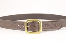 Carica l'immagine nel visualizzatore di Gallery, cintura-western-ottone-cuoio-leather-belt-solidbrass-