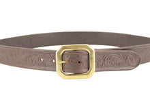 Carica l'immagine nel visualizzatore di Gallery, cintura-western-ottone-cuoio-leather-belt-solidbrass-