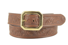Carica l'immagine nel visualizzatore di Gallery, cintura-western-ottone-cuoio-leather-belt-solidbrass-