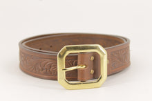 Carica l'immagine nel visualizzatore di Gallery, cintura-western-ottone-cuoio-leather-belt-solidbrass-