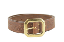Carica l'immagine nel visualizzatore di Gallery, cintura-western-ottone-cuoio-leather-belt-solidbrass-