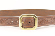Carica l'immagine nel visualizzatore di Gallery, cintura-western-ottone-cuoio-leather-belt-solidbrass-