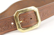 Carica l'immagine nel visualizzatore di Gallery, cintura-western-ottone-cuoio-leather-belt-solidbrass-