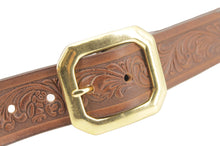 Carica l'immagine nel visualizzatore di Gallery, cintura-western-ottone-cuoio-leather-belt-solidbrass-