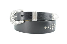 Load image into Gallery viewer, Leather belt with western buckle and rivets