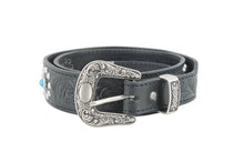 Carica l'immagine nel visualizzatore di Gallery, westerbelt-cintura-leatherbelt-country-studs-turquoise-cinturapelle-
