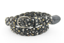 Carica l'immagine nel visualizzatore di Gallery, cintura-borchiata-intrecciata-artigianale-handmade-braided-leather-belt-