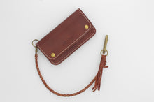 Carica l'immagine nel visualizzatore di Gallery, portafoglio-cuoio-biker-catena-treccia-leather-wallet-