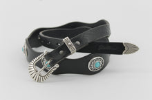 Carica l'immagine nel visualizzatore di Gallery, cintura-cuoio-western-turchese-madeinitaly-leather-belt-