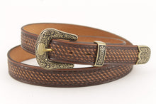 Carica l'immagine nel visualizzatore di Gallery, cintura-cuoio-western-artigianale-handmade-leather-belt-handpainted-basketweave-