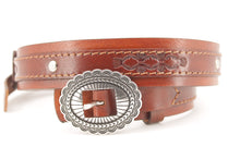 Carica l'immagine nel visualizzatore di Gallery, cintura-cuoio-artigianale-western-handmade-leather-belt-studded-borchie-conchos-