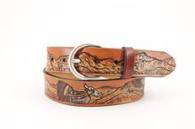 Carica l'immagine nel visualizzatore di Gallery, western-cintura-cuoio-artigianale-jeandessel-vintage-leather-belt-handmade-handpaint-