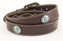 Carica l'immagine nel visualizzatore di Gallery, western-cintura-cuoio-artigianale-jeandessel-vintage-leather-belt-handmade-turquoise-