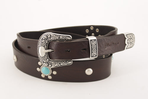 cintura-western-turchesi-cuoio-artigianale-jeandessel-handmade-leather-belt-Alamosa-