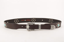 Carica l'immagine nel visualizzatore di Gallery, cintura-western-turchesi-cuoio-artigianale-jeandessel-handmade-leather-belt-Alamosa-
