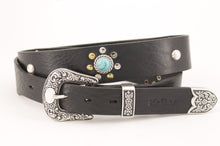 Carica l'immagine nel visualizzatore di Gallery, CINTURA WESTERN CON TURCHESI IN VERO CUOIO TOSCANO