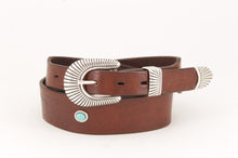 Carica l'immagine nel visualizzatore di Gallery, cintura-artigianale-turchesi-western-cuoio-leather-belt-handmade-jeandessel-frisco-
