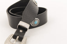 Carica l'immagine nel visualizzatore di Gallery, -leather-belt-cintura-cuoio-western-turchese-