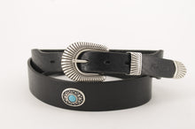 Carica l'immagine nel visualizzatore di Gallery, -leather-belt-cintura-cuoio-western-turchese-