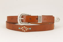 Carica l&#39;immagine nel visualizzatore di Gallery, cintura-belt-borchie-studs-turquoise--cuoio-leather-western-handmade-artigianale-jeandessel-
