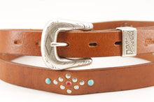 Carica l&#39;immagine nel visualizzatore di Gallery, cintura-belt-borchie-studs-turquoise--cuoio-leather-western-handmade-artigianale-jeandessel-
