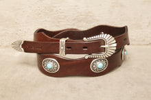 Carica l&#39;immagine nel visualizzatore di Gallery, cintura-cuoio-western-turchese-madeinitaly-leather-belt-
