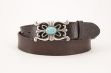 Carica l&#39;immagine nel visualizzatore di Gallery, cintura-cuoio-artigianale-handmade-leather-belt-native-turquoise-vintage-jeandessel-
