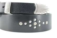 Load image into Gallery viewer, Leather belt with western buckle and rivets
