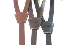 Carica l'immagine nel visualizzatore di Gallery, bretelle-pelle-ottone-suspenders-leather-solidbrass-
