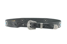 Carica l'immagine nel visualizzatore di Gallery, westerbelt-cintura-leatherbelt-country-studs-turquoise-cinturapelle-

