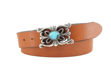 Carica l'immagine nel visualizzatore di Gallery, buckle-fibbia-turchese-turquoise-westernbelt-countrybelt-leatherbelt-cinturapelle-
