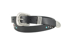 Load image into Gallery viewer, cintura-belt-borchie-studs-turquoise--cuoio-leather-western-handmade-artigianale-jeandessel-
