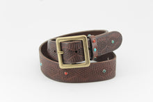 Load image into Gallery viewer, artigianale-cinture-western-rugged-solidbrass-borchie-turchesi-handmade-leather-belt-
