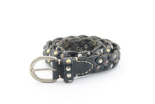 Carica l&#39;immagine nel visualizzatore di Gallery, cintura-borchiata-intrecciata-artigianale-handmade-braided-leather-belt-
