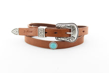Load image into Gallery viewer, Western Leather Belt with Turquoises
