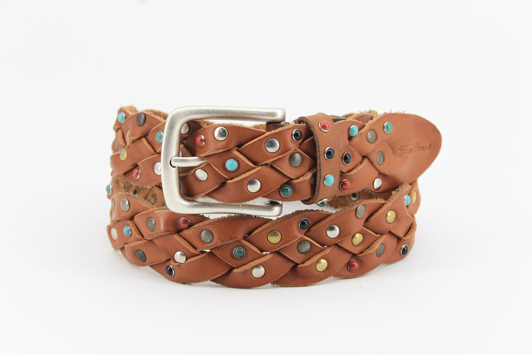 cinture-intrecciata-borchie-turchesi-artigianale-handmade-leather-belt-