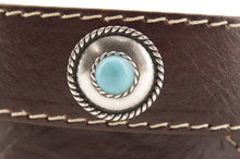 Load image into Gallery viewer, western-cintura-cuoio-artigianale-jeandessel-vintage-leather-belt-handmade-turquoise-i
